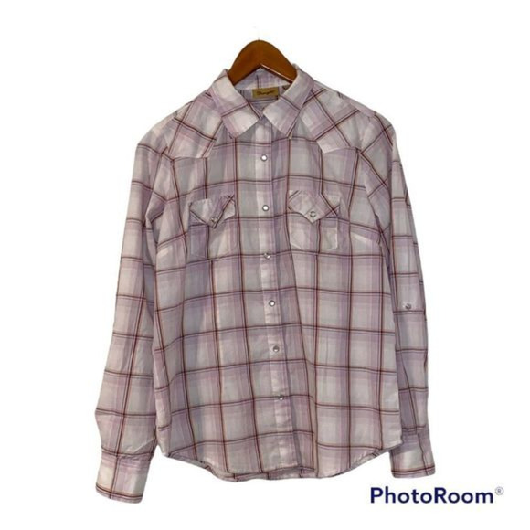 WRANGLER  Plaid Pearl Snap Collared‎ button Down Shirt - Picture 1 of 10